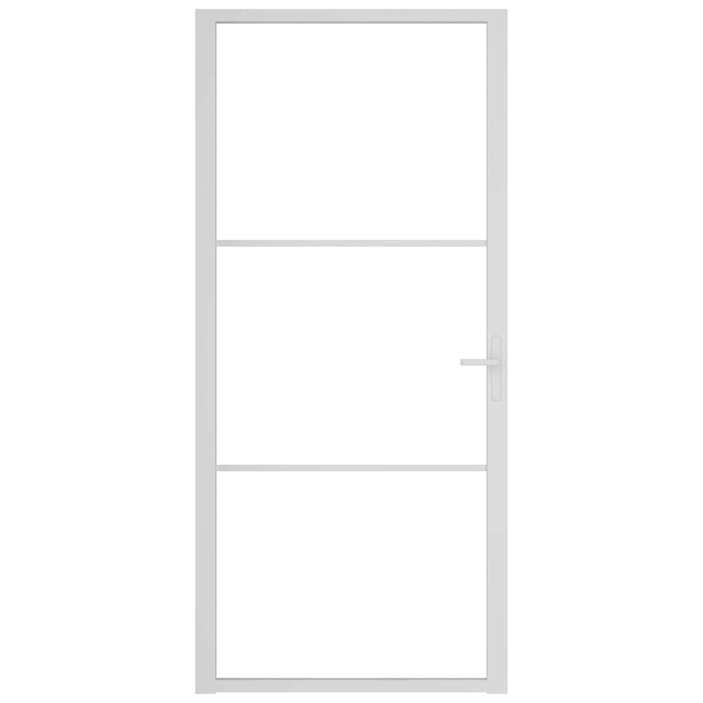 vidaXL Εσωτερική Πόρτα 93x201,5 εκ. Λευκό ESG Γυαλί και Αλουμίνιο