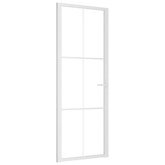 vidaXL Εσωτερική Πόρτα 76 x 201,5 εκ. Λευκό ESG Γυαλί και Αλουμίνιο