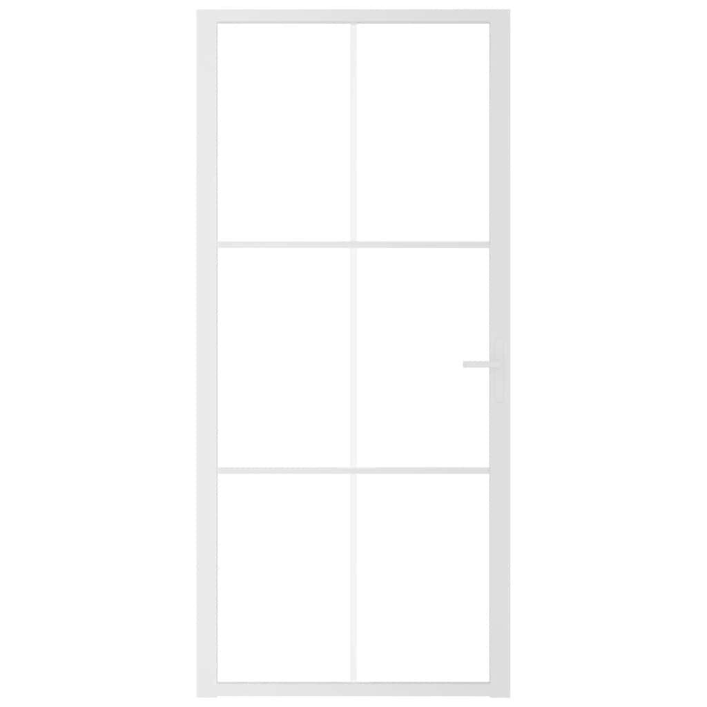 vidaXL Εσωτερική Πόρτα 93x201,5 εκ. Λευκό ESG Γυαλί και Αλουμίνιο