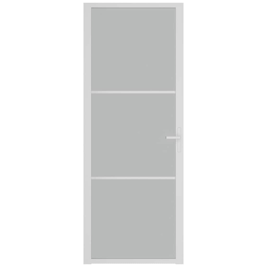 vidaXL Εσωτερική Πόρτα 76 x 201,5 εκ. Λευκό Ματ Γυαλί και Αλουμίνιο