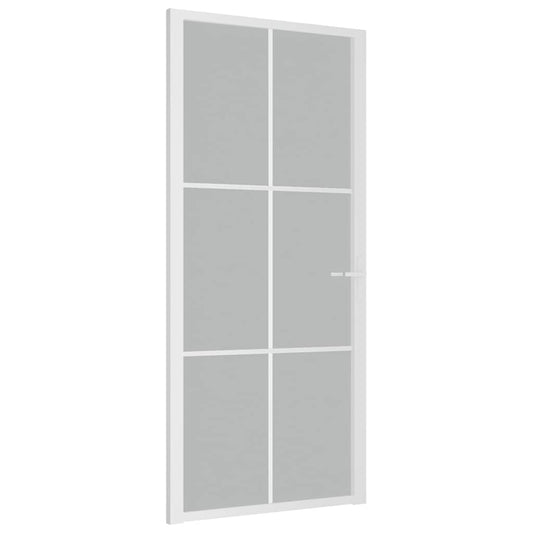 vidaXL Εσωτερική Πόρτα 93x201,5 εκ. Λευκό Ματ Γυαλί και Αλουμίνιο