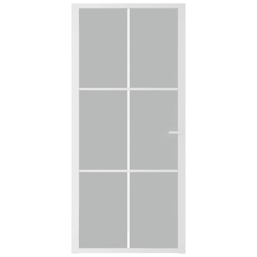 vidaXL Εσωτερική Πόρτα 93x201,5 εκ. Λευκό Ματ Γυαλί και Αλουμίνιο