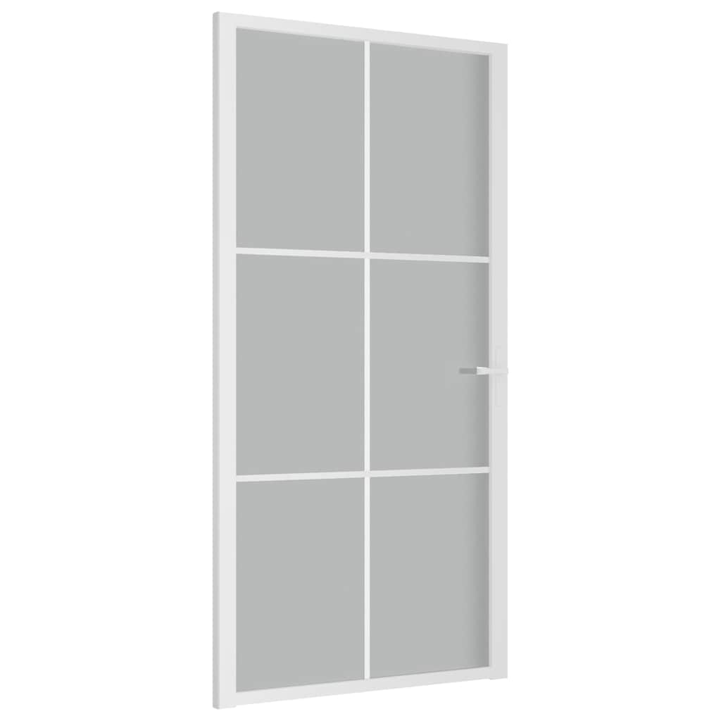 vidaXL Εσωτερική Πόρτα 102,5x201,5 εκ. Λευκή Ματ Γυαλί και Αλουμίνιο