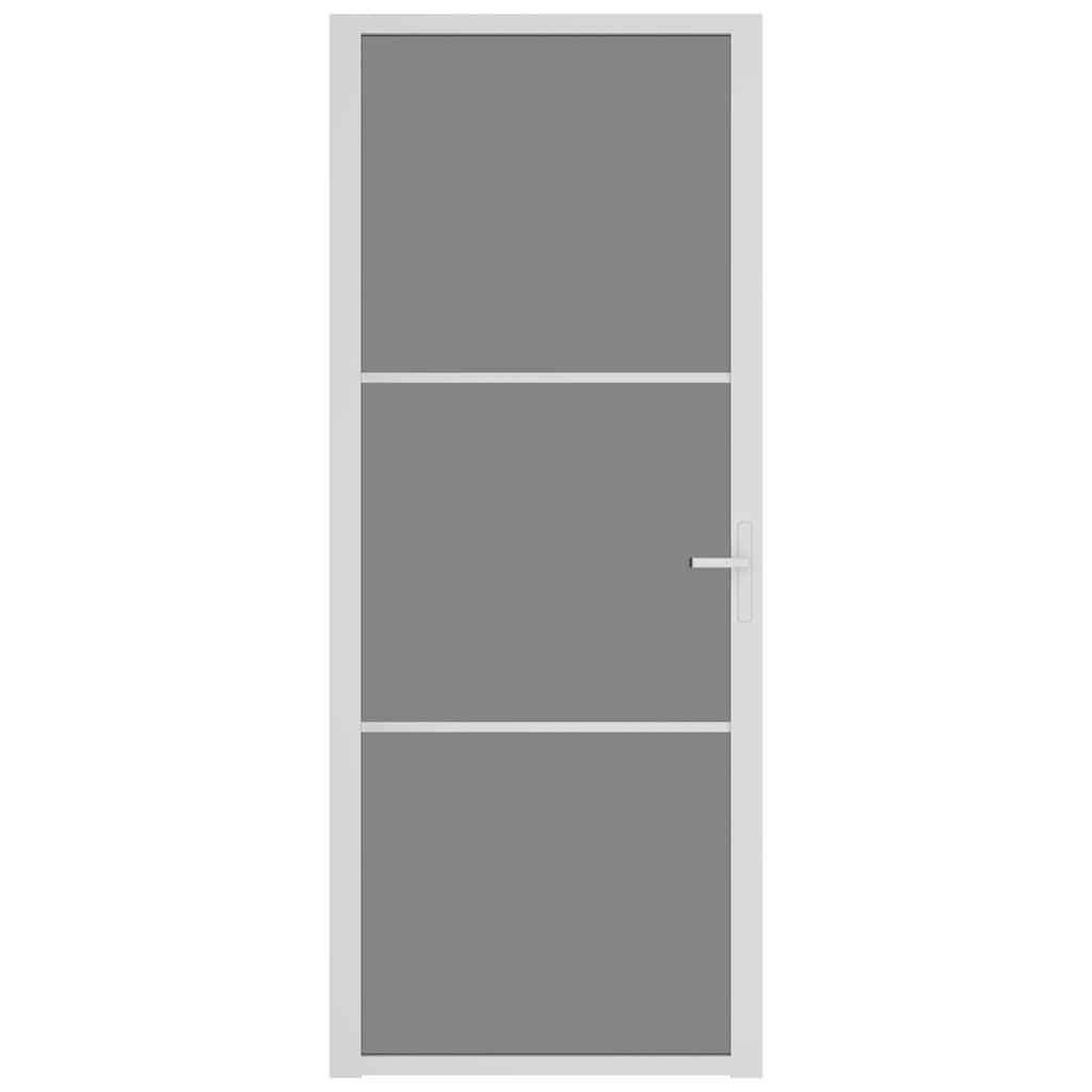 vidaXL Εσωτερική Πόρτα 83x201,5 εκ. Λευκό ESG Γυαλί και Αλουμίνιο