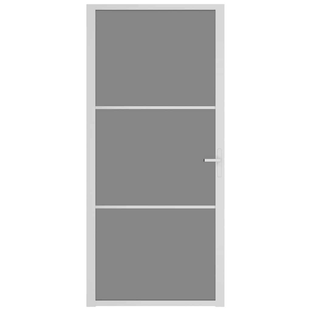 vidaXL Εσωτερική Πόρτα 93x201,5 εκ. Λευκό ESG Γυαλί και Αλουμίνιο