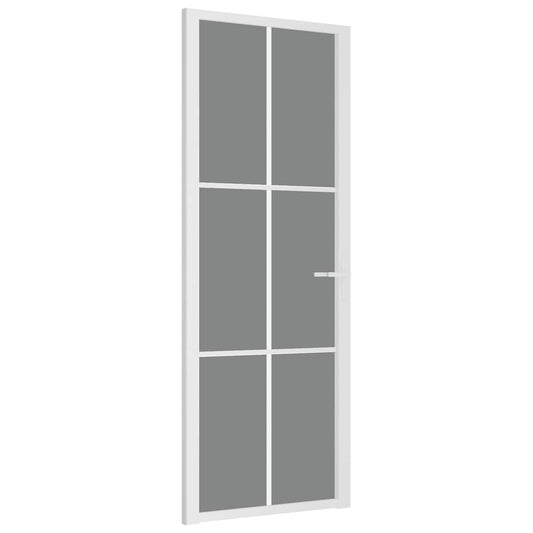 vidaXL Εσωτερική Πόρτα 76 x 201,5 εκ. Λευκό ESG Γυαλί και Αλουμίνιο