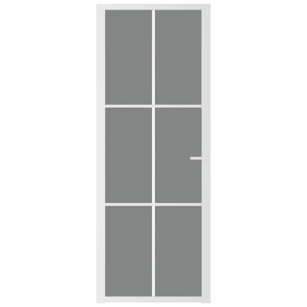 vidaXL Εσωτερική Πόρτα 76 x 201,5 εκ. Λευκό ESG Γυαλί και Αλουμίνιο