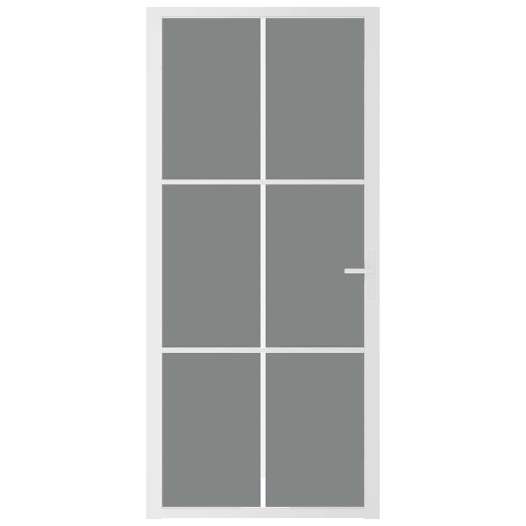 vidaXL Εσωτερική Πόρτα 93x201,5 εκ. Λευκό ESG Γυαλί και Αλουμίνιο