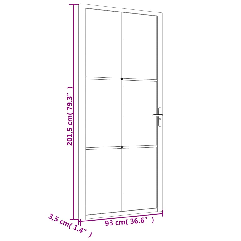 vidaXL Εσωτερική Πόρτα 93x201,5 εκ. Λευκό ESG Γυαλί και Αλουμίνιο