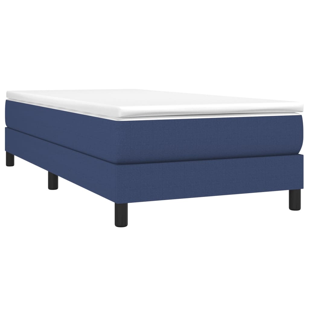 vidaXL Κρεβάτι Boxspring με Στρώμα Μπλε 90x200 εκ.Υφασμάτινο