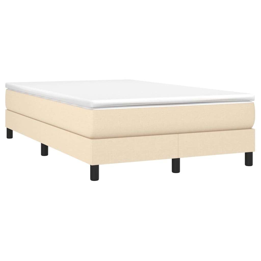 vidaXL Κρεβάτι Boxspring με Στρώμα Κρεμ 120x200 εκ. Υφασμάτινο