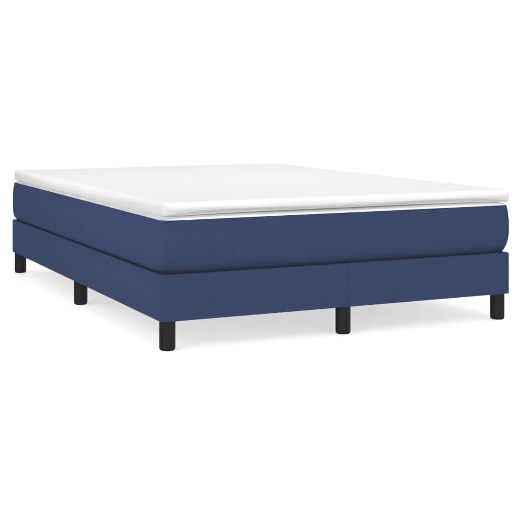 vidaXL Κρεβάτι Boxspring με Στρώμα Μπλε 140x190 εκ. Υφασμάτινο