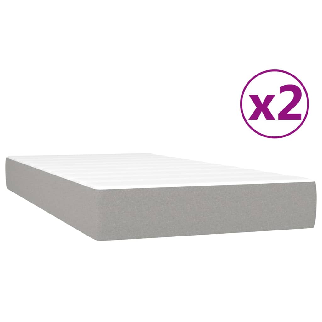 vidaXL Κρεβάτι Boxspring με Στρώμα Ανοιχτό Γκρι 200x200 εκ. Υφασμάτινο