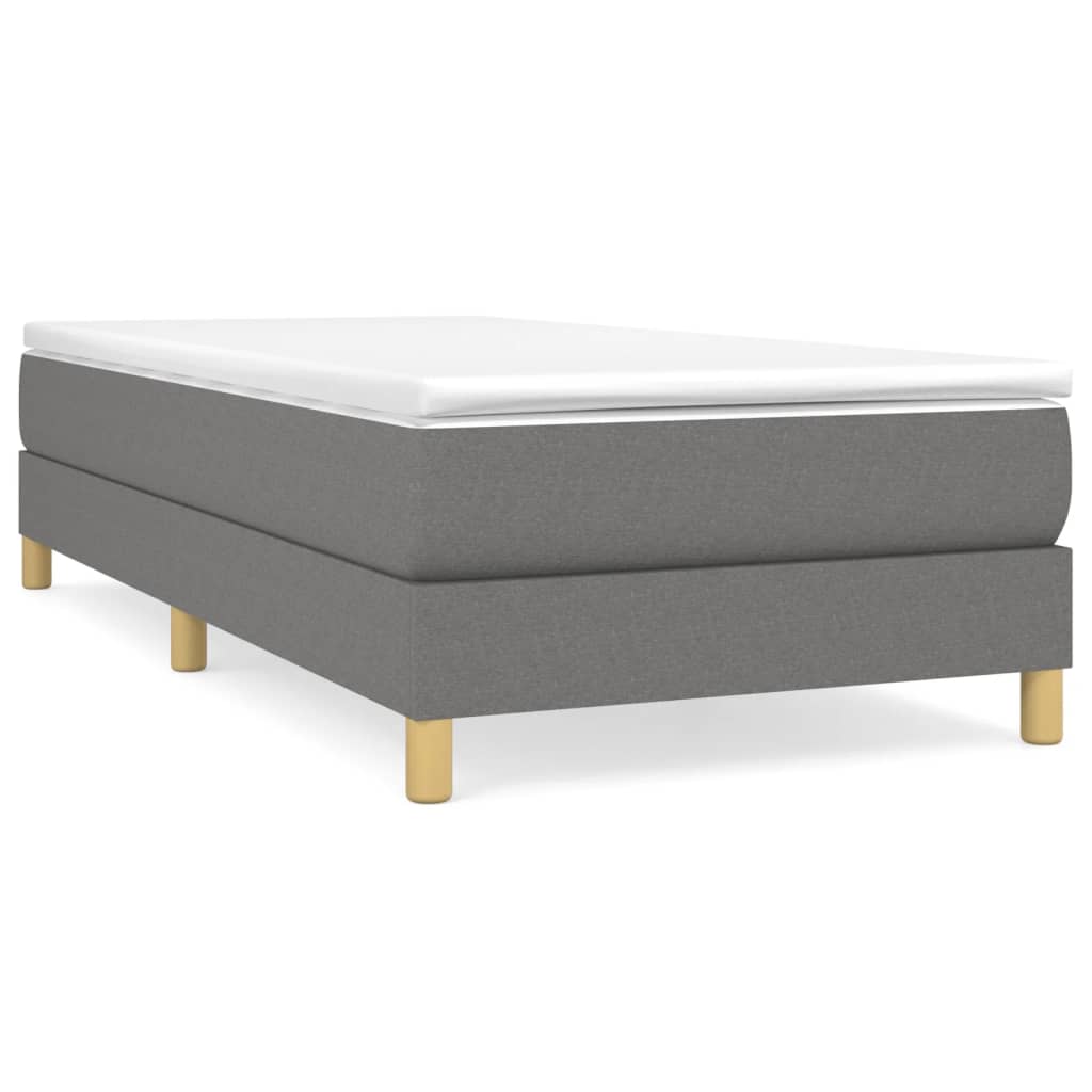 vidaXL Κρεβάτι Boxspring με Στρώμα Σκούρο Γκρι 90x190 εκ. Υφασμάτινο