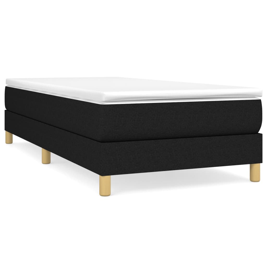 vidaXL Κρεβάτι Boxspring με Στρώμα Μαύρο 90x190 εκ.Υφασμάτινο