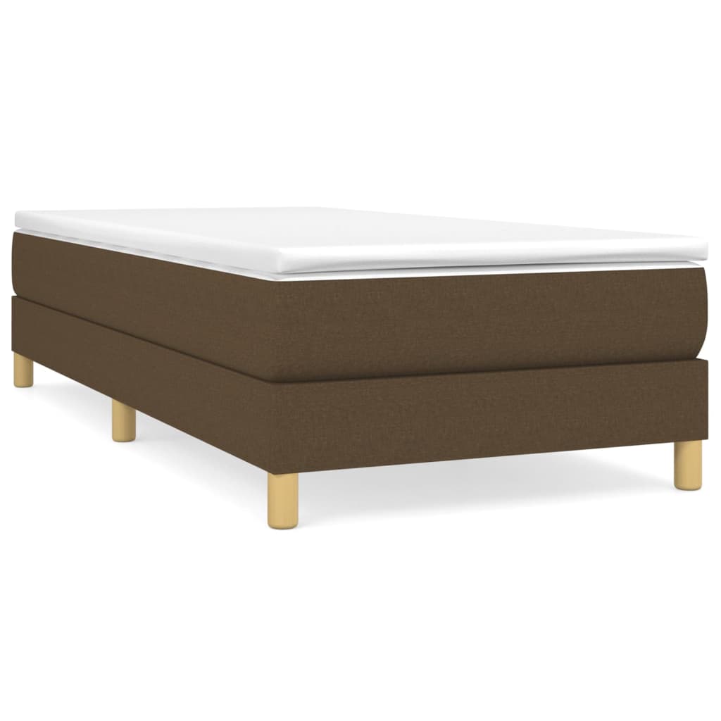 vidaXL Κρεβάτι Boxspring με Στρώμα Σκούρο Καφέ 90x190 εκ. Υφασμάτινο