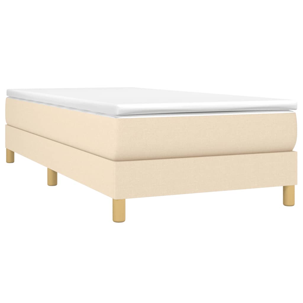 vidaXL Κρεβάτι Boxspring με Στρώμα Κρεμ 90x190 εκ.Υφασμάτινο