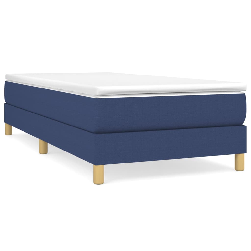 vidaXL Κρεβάτι Boxspring με Στρώμα Μπλε 90x190 εκ.Υφασμάτινο