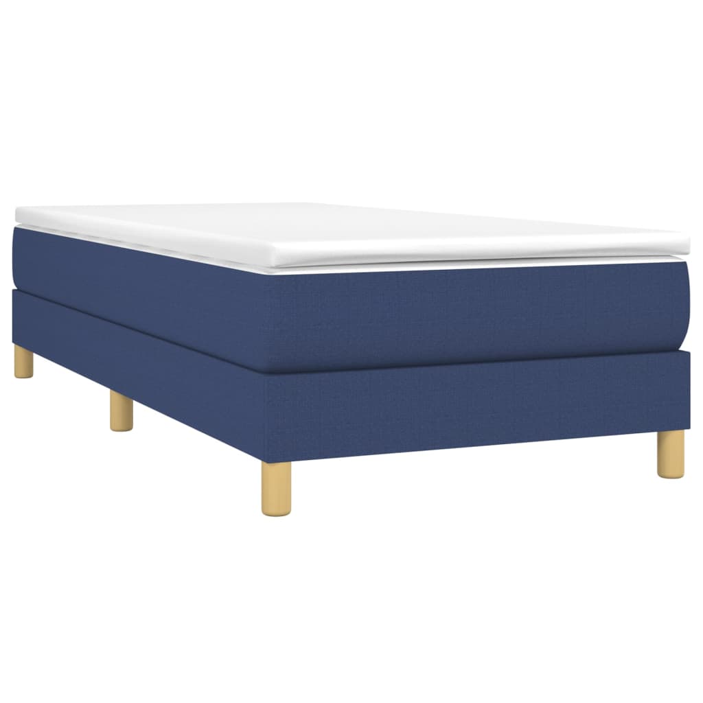 vidaXL Κρεβάτι Boxspring με Στρώμα Μπλε 90x190 εκ.Υφασμάτινο