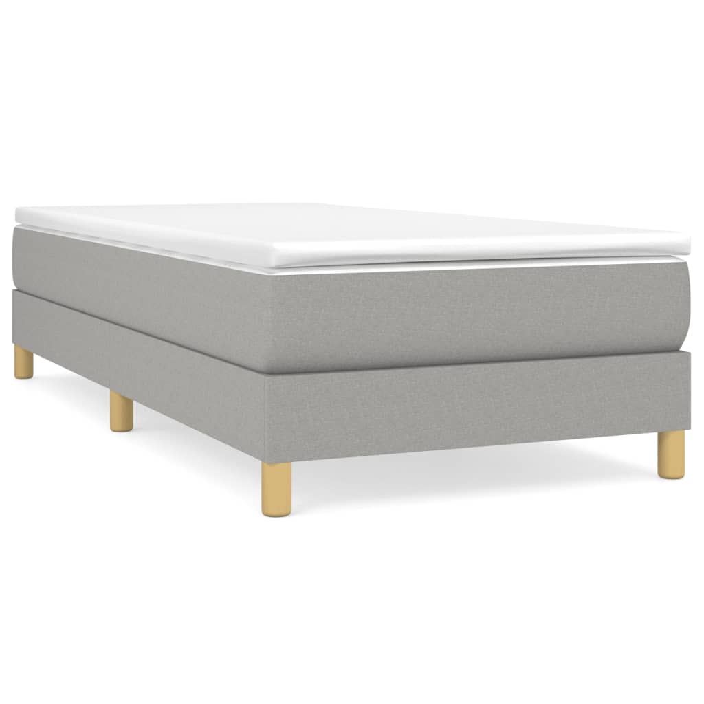 vidaXL Κρεβάτι Boxspring με Στρώμα Ανοιχτό Γκρι 90x200 εκ. Υφασμάτινο