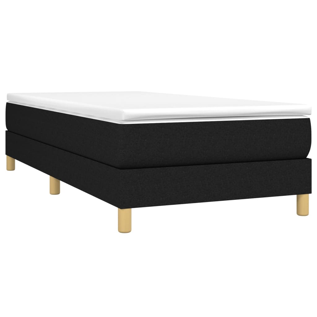 vidaXL Κρεβάτι Boxspring με Στρώμα Μαύρο 100 x 200 εκ. Υφασμάτινο