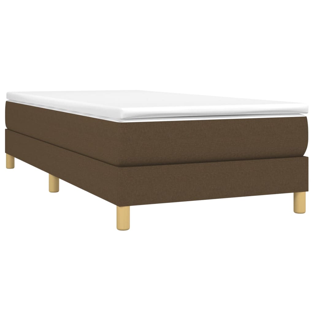vidaXL Κρεβάτι Boxspring με Στρώμα Σκούρο Καφέ 100x200 εκ. Υφασμάτινο