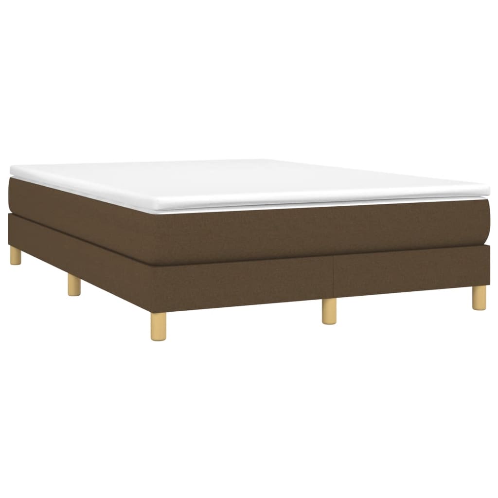 vidaXL Κρεβάτι Boxspring με Στρώμα Σκούρο Καφέ 140x190 εκ. Υφασμάτινο