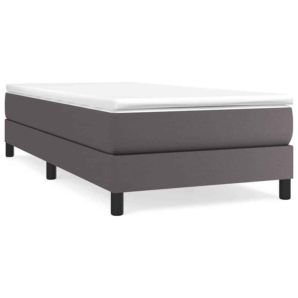 vidaXL Κρεβάτι Boxspring με Στρώμα Γκρι 80 x 200 εκ. Συνθετικό Δέρμα