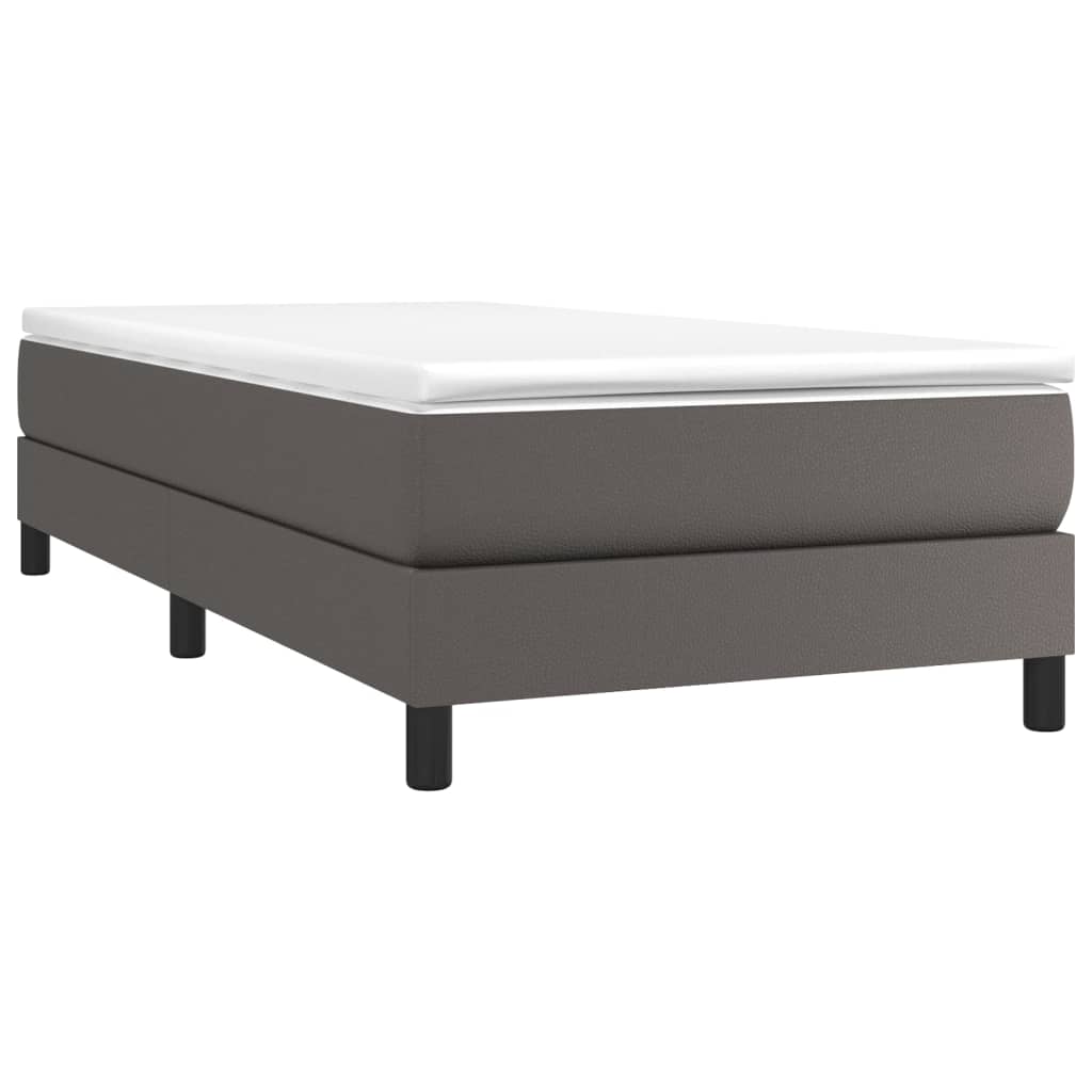 vidaXL Κρεβάτι Boxspring με Στρώμα Γκρι 90x190 εκ. από Συνθετικό Δέρμα