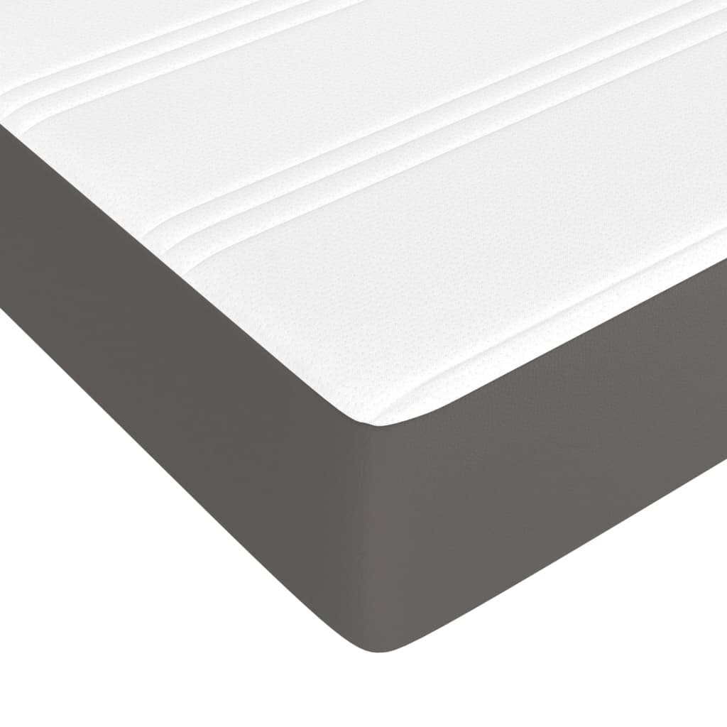 vidaXL Κρεβάτι Boxspring με Στρώμα Γκρι 90x190 εκ. από Συνθετικό Δέρμα