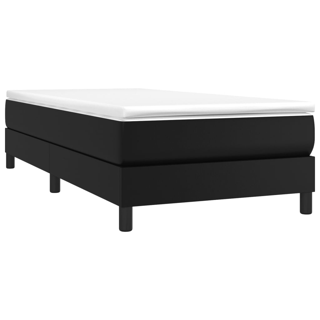 vidaXL Κρεβάτι Boxspring με Στρώμα Μαύρο 90x200εκ. από Συνθετικό Δέρμα