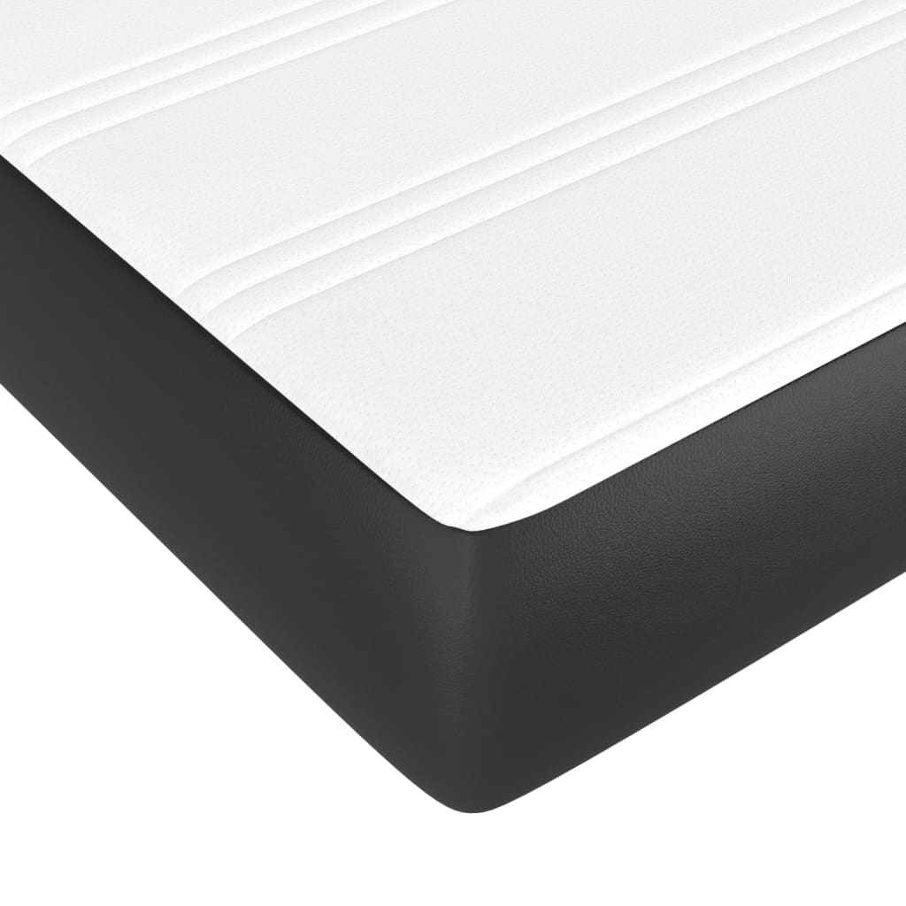 vidaXL Κρεβάτι Boxspring με Στρώμα Μαύρο 90x200εκ. από Συνθετικό Δέρμα