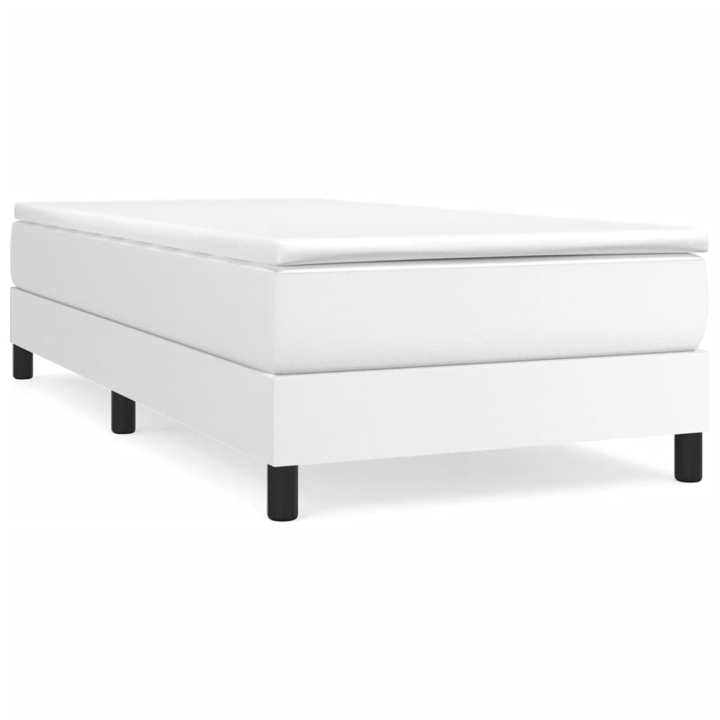 vidaXL Κρεβάτι Boxspring με Στρώμα Λευκό 90x200εκ. από Συνθετικό Δέρμα