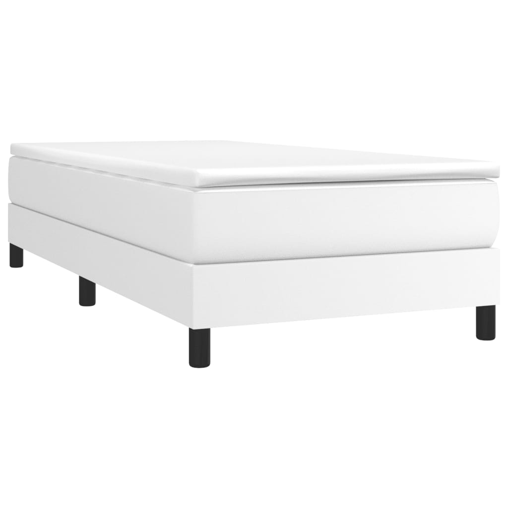 vidaXL Κρεβάτι Boxspring με Στρώμα Λευκό 90x200εκ. από Συνθετικό Δέρμα