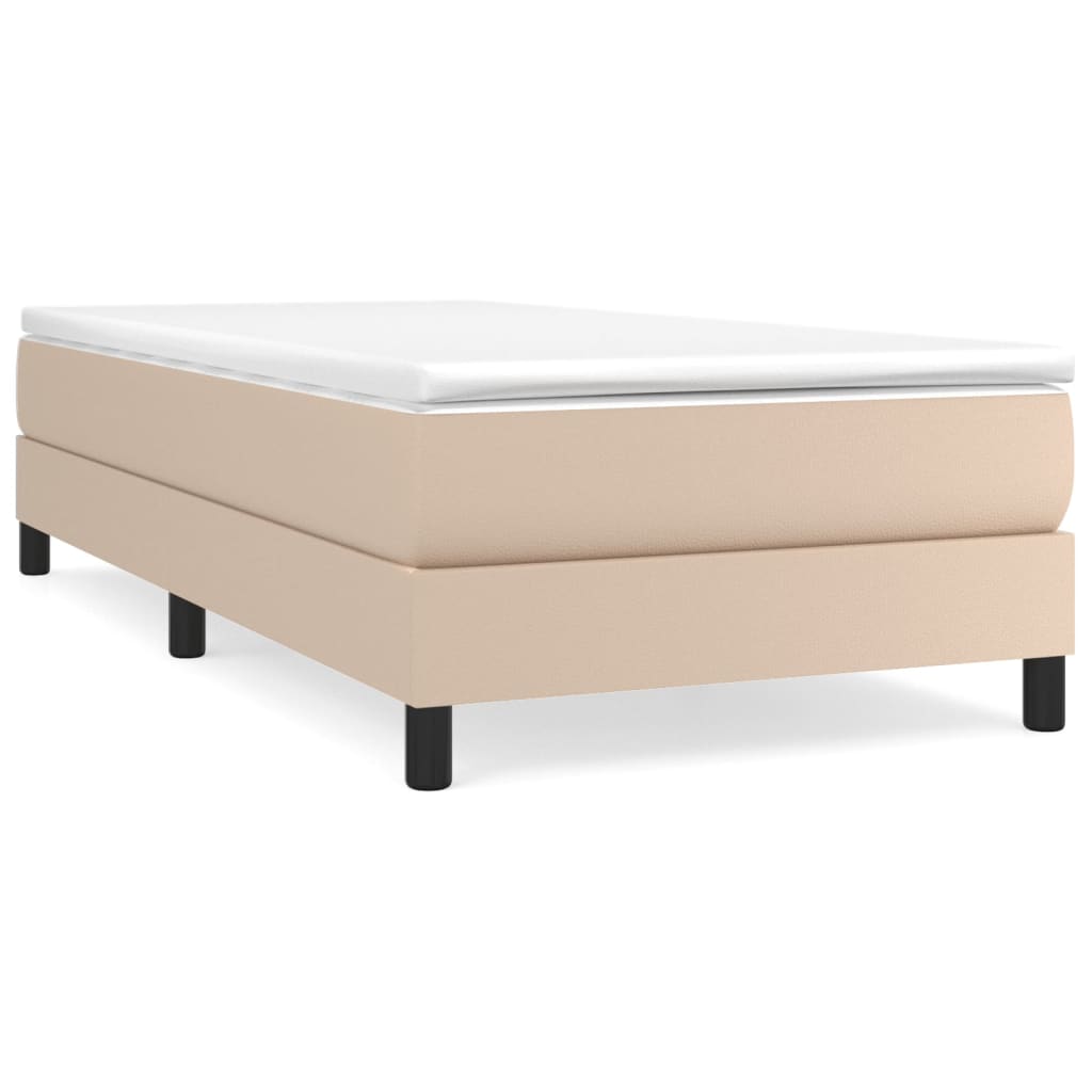 vidaXL Κρεβάτι Boxspring με Στρώμα Καπουτσίνο 90x200εκ.από Συνθ. Δέρμα