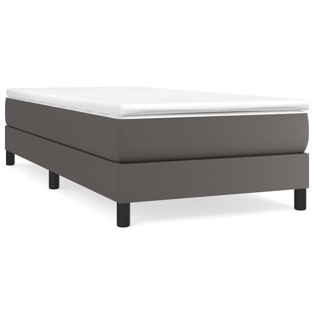 vidaXL Κρεβάτι Boxspring με Στρώμα Γκρι 100x200εκ. από Συνθετικό Δέρμα