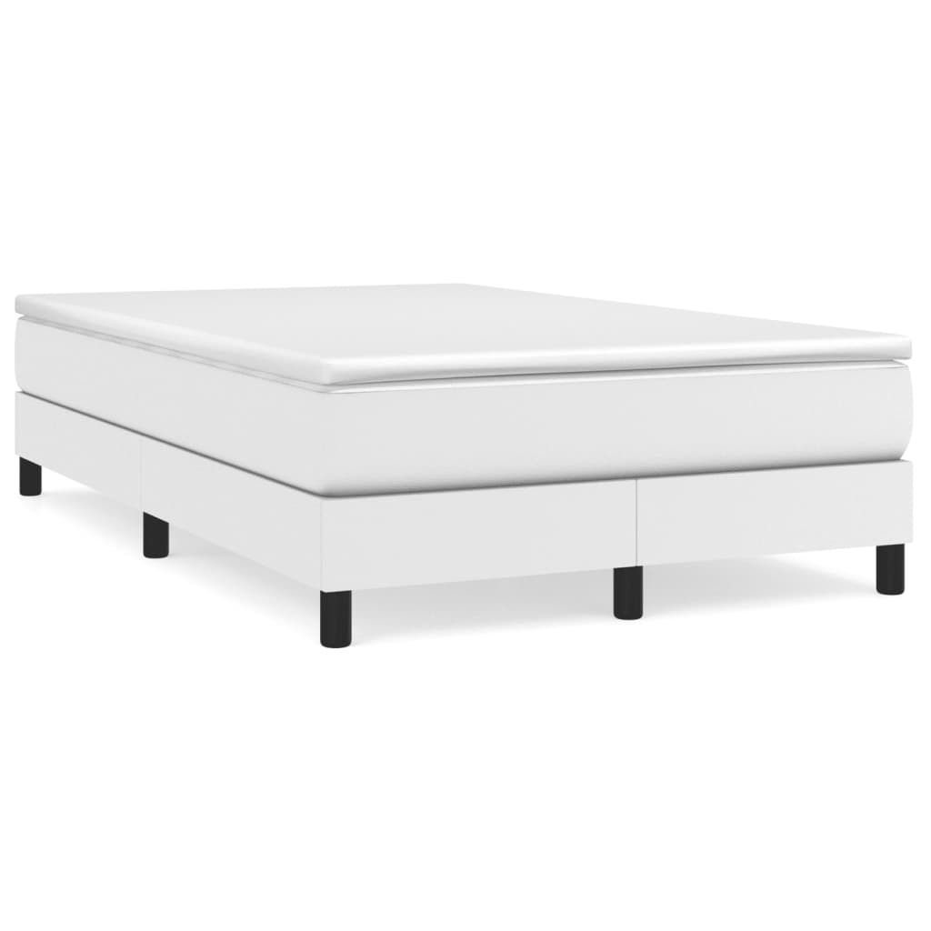 vidaXL Κρεβάτι Boxspring με Στρώμα Λευκό 120x200εκ.από Συνθετικό Δέρμα
