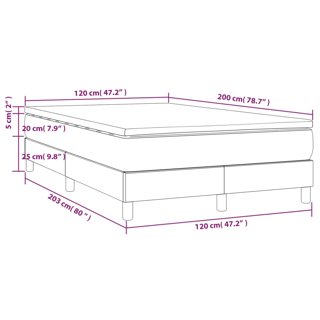 vidaXL Κρεβάτι Boxspring με Στρώμα Λευκό 120x200εκ.από Συνθετικό Δέρμα