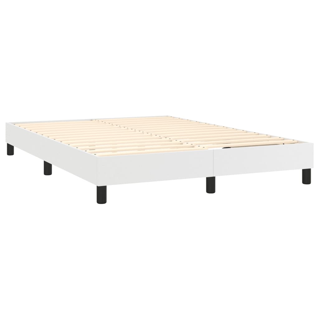 vidaXL Κρεβάτι Boxspring με Στρώμα Λευκό 140x190εκ.από Συνθετικό Δέρμα
