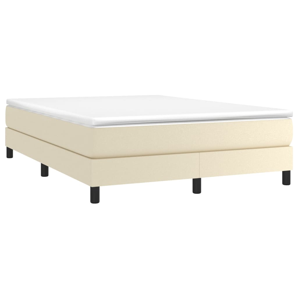 vidaXL Κρεβάτι Boxspring με Στρώμα Κρεμ 140x190εκ. από Συνθετικό Δέρμα