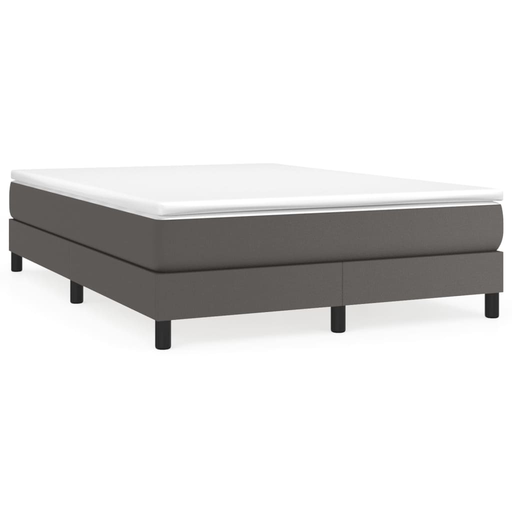 vidaXL Κρεβάτι Boxspring με Στρώμα Γκρι 140x190εκ. από Συνθετικό Δέρμα