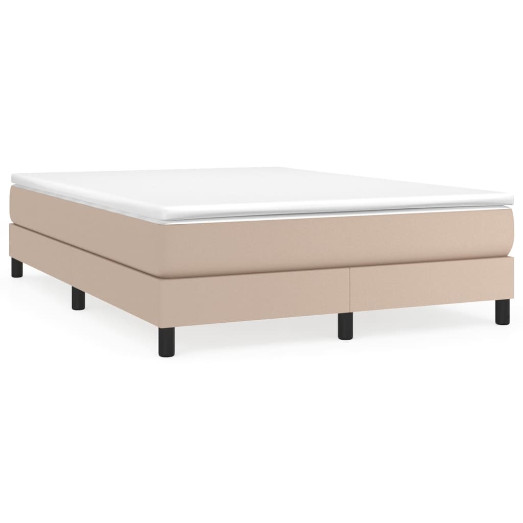 vidaXL Κρεβάτι Boxspring με Στρώμα Καπουτσίνο 140x190εκ.από Συνθ.Δέρμα