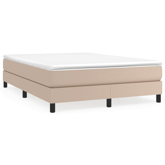 vidaXL Κρεβάτι Boxspring με Στρώμα Καπουτσίνο 140x190εκ.από Συνθ.Δέρμα