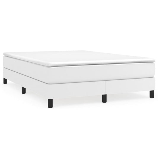 vidaXL Κρεβάτι Boxspring με Στρώμα Λευκό 140x200εκ.από Συνθετικό Δέρμα
