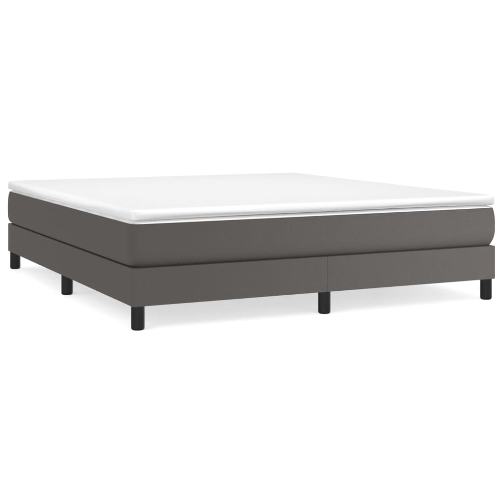 vidaXL Κρεβάτι Boxspring με Στρώμα Γκρι 180x200 εκ. Συνθετικό Δέρμα