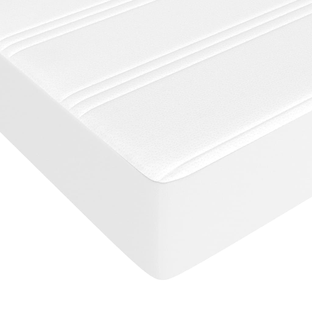 vidaXL Κρεβάτι Boxspring με Στρώμα Λευκό 200x200 εκ. Συνθετικό Δέρμα
