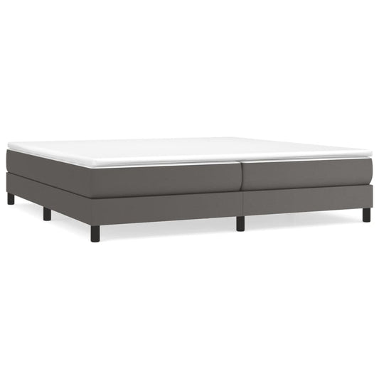 vidaXL Κρεβάτι Boxspring με Στρώμα Γκρι 200x200 εκ. Συνθετικό Δέρμα