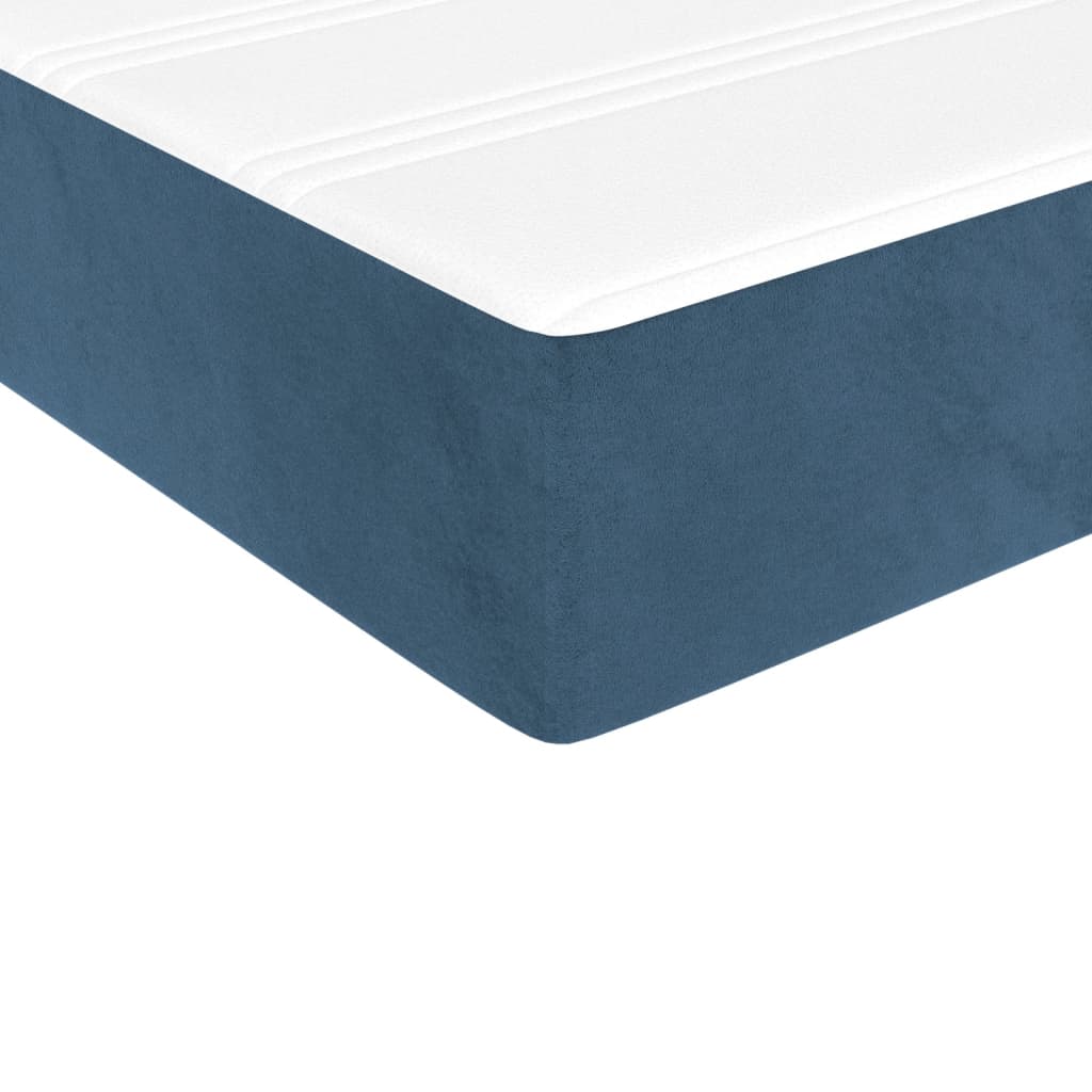 vidaXL Κρεβάτι Boxspring με Στρώμα Σκούρο Μπλε 90x190 εκ. Βελούδινο