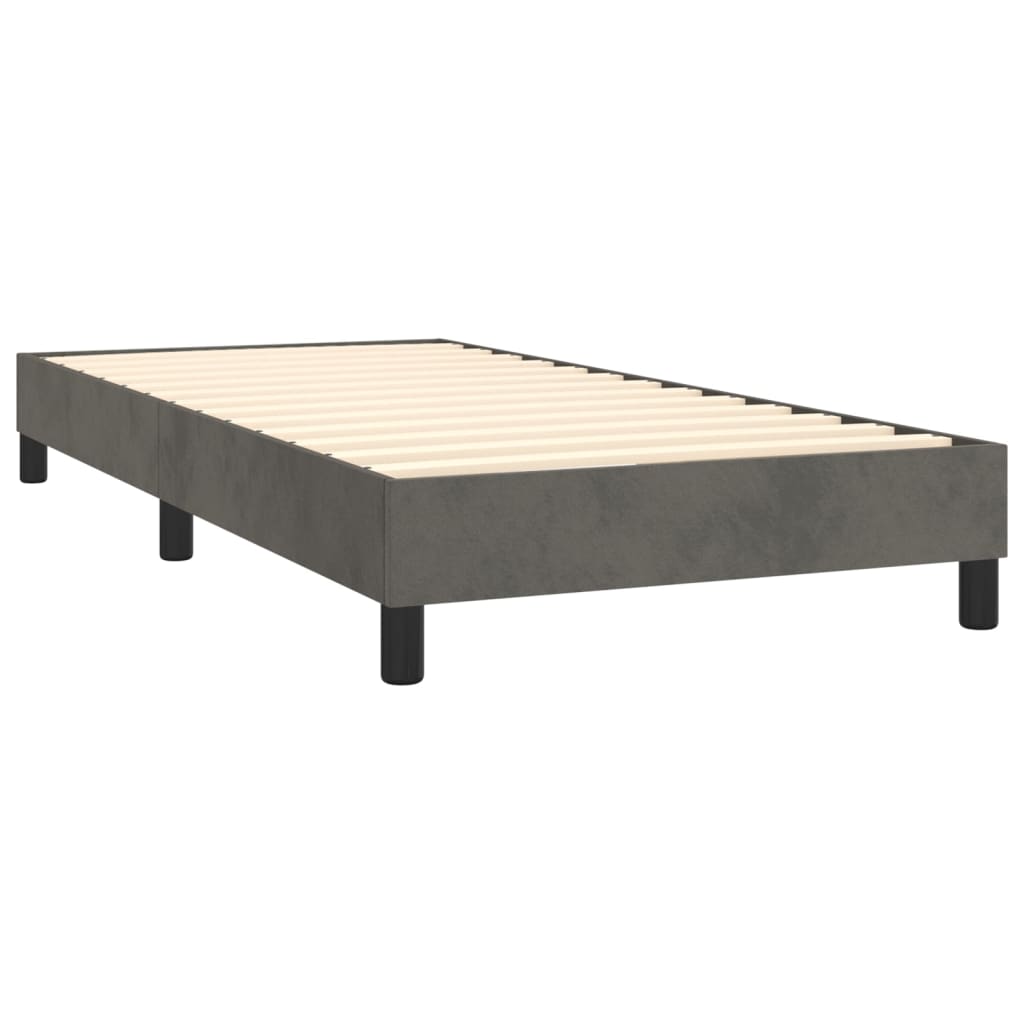 vidaXL Κρεβάτι Boxspring με Στρώμα Σκούρο Γκρι 90x200 εκ. Βελούδινο