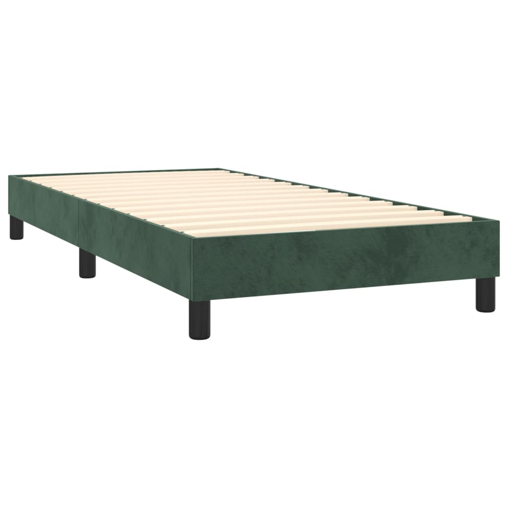 vidaXL Κρεβάτι Boxspring με Στρώμα Σκούρο Πράσινο 90x200 εκ. Βελούδινο